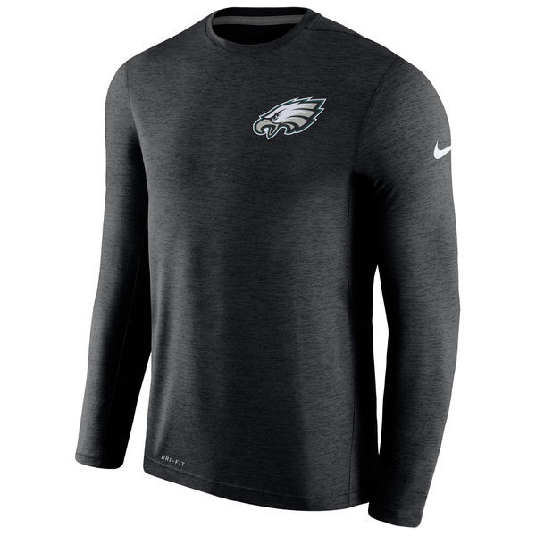 Men's Philadelphia Eagles  Black Coaches Long Sleeve Performance T Shirt