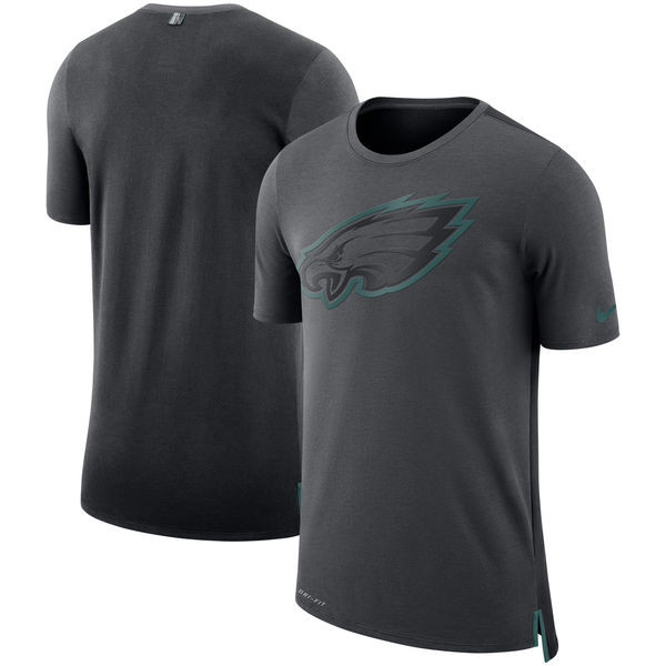 Men's Philadelphia Eagles  Charcoal Black Sideline Travel Mesh Performance T Shirt