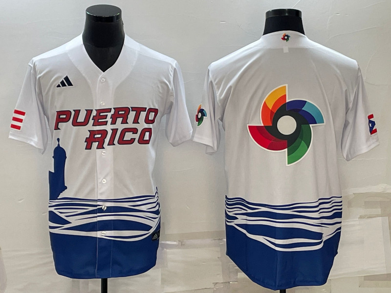 Men's Puerto Rico Blank White 2023 World Baseball Series Jersey