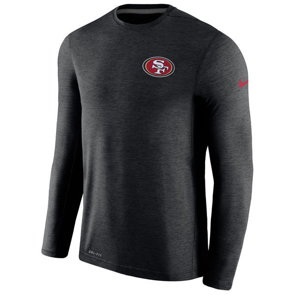 Men's San Francisco 49ers  Black Coaches Long Sleeve Performance T Shirt