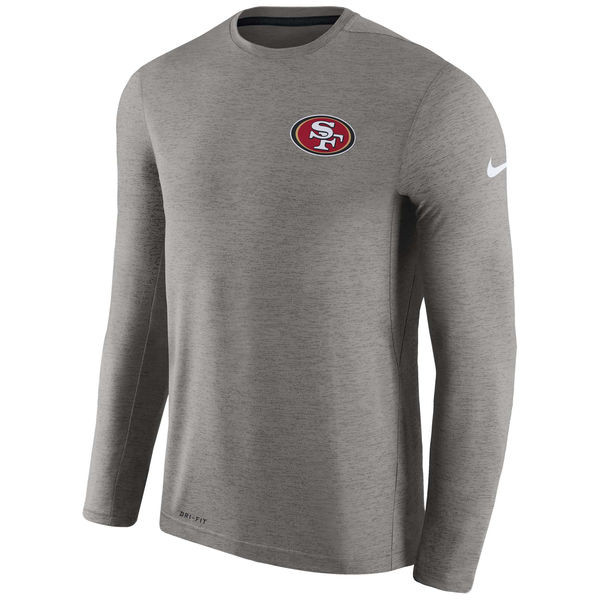 Men's San Francisco 49ers  Charcoal Coaches Long Sleeve Performance T Shirt