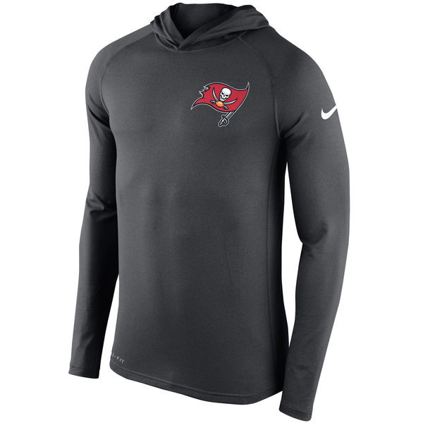 Men's Tampa Bay Buccaneers  Charcoal Stadium Touch Hooded Performance Long Sleeve T Shirt