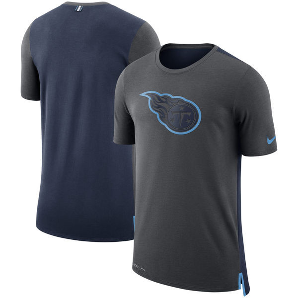 Men's Tennessee Titans  Charcoal Navy Sideline Travel Mesh Performance T Shirt