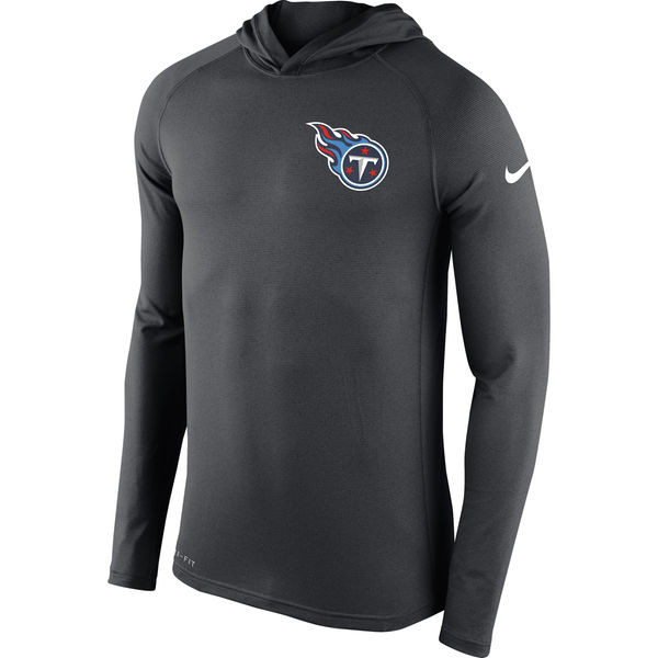 Men's Tennessee Titans  Charcoal Stadium Touch Long Sleeve Hooded Performance T Shirt