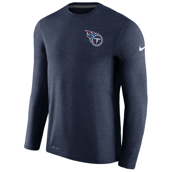 Men's Tennessee Titans  Navy Coaches Long Sleeve Performance T Shirt