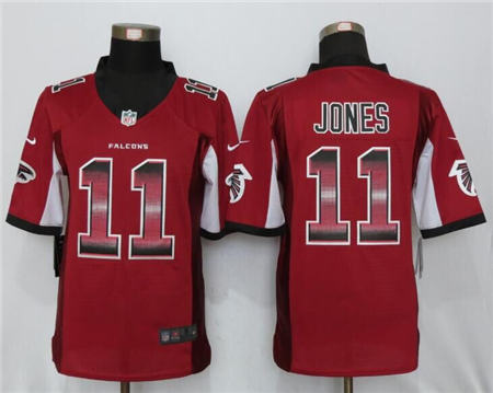 Men Atlanta Falcons 11 Julio Jones Red Team Color Strobe Limited Stitched NFL Jersey