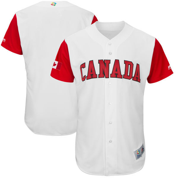 Men Canada Baseball Blank Majestic White 2017 World Baseball Classic Authentic Team Jersey