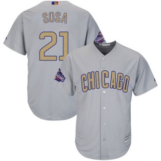 Men Chicago Cubs 21 Sammy Sosa Grey 2017 Gold Program Cool Base Player Jersey
