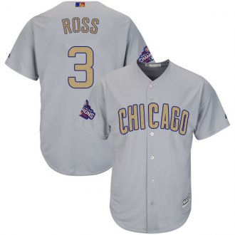 Men Chicago Cubs 3 David Ross Grey 2017 Gold Program Cool Base Player Jersey