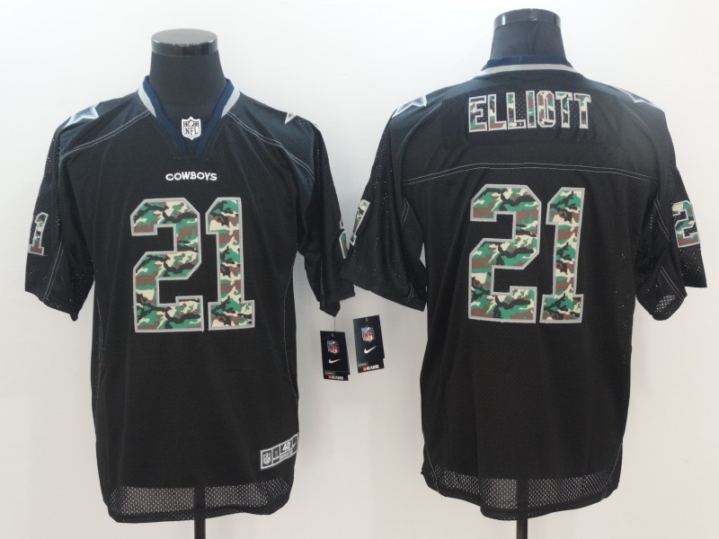 Men Dallas Cowboys 21 Ezekiel Elliott Elite Black Camo Classic NFL Jersey