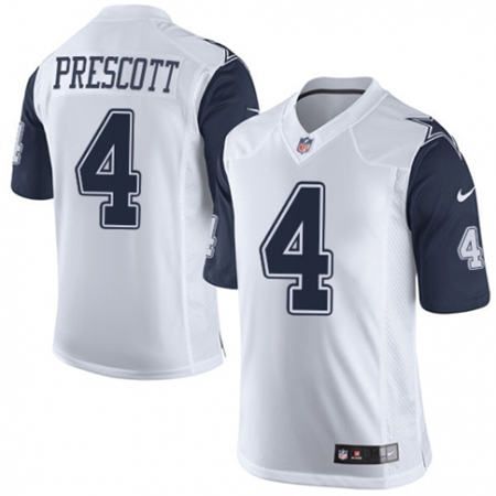 Men Dallas Cowboys 4 Dak Prescott Limited White Rush NFL Jersey