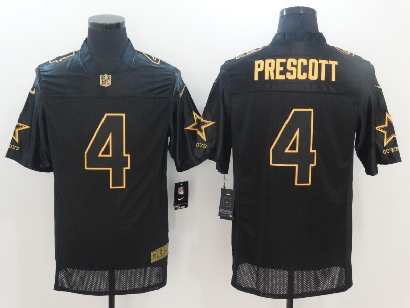 Men Dallas Cowboys 4 Prescott Elite Black gold limited NFL Jersey
