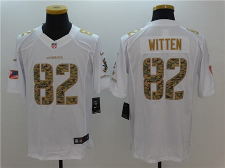 Men Dallas Cowboys 82 Jason Witten  Limited White Salute to Service Stitched NFL Jersey