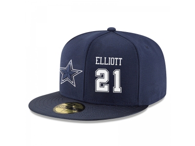 Men Dallas Cowboys New Era Nave 21 Ezekiel Elliott On-Field 59FIFTY Structured Fitted Hat