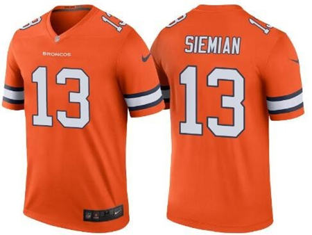 Men Denver Broncos 13 Trevor Siemian Orange Color Rush Limited Stitched NFL Jersey