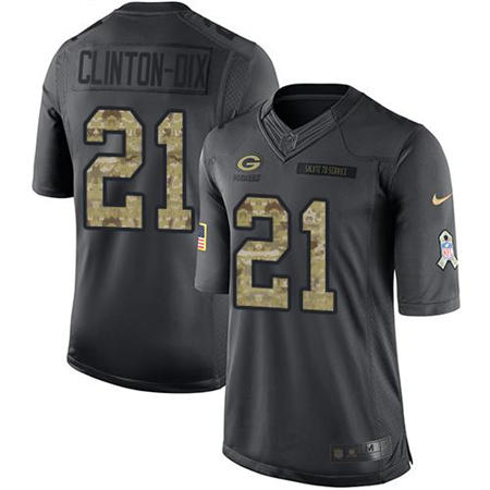 Men Green Bay Packers 21 Ha Ha Clinton Dix  Anthracite 2016 Salute to Service Jersey