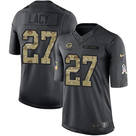 Men Green Bay Packers 27 Eddie Lacy  Anthracite 2016 Salute to Service Jersey