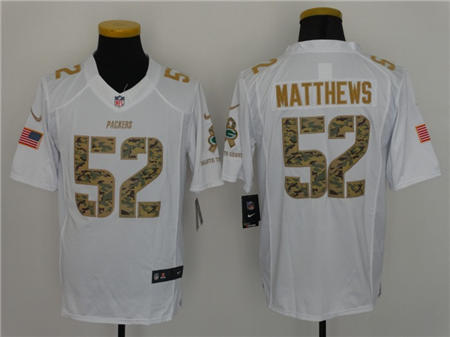 Men Green Bay Packers 52 Clay Matthews Limited White Salute to Service Jersey