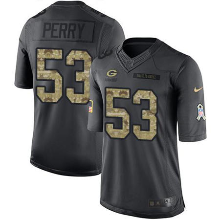 Men Green Bay Packers 53 Nick Perry  Anthracite 2016 Salute to Service Jersey