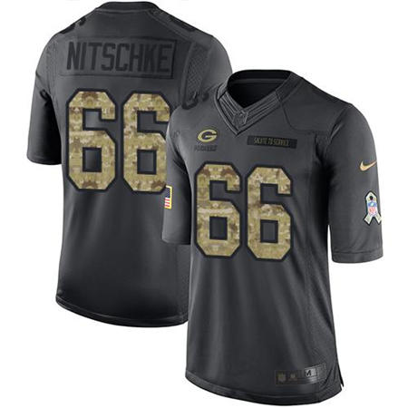 Men Green Bay Packers 66 Ray Nitschke  Anthracite 2016 Salute to Service Jersey