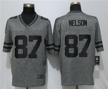 Men Green Bay Packers 87 Jordy Nelson Gray Gridiron Gray Limited Jersey