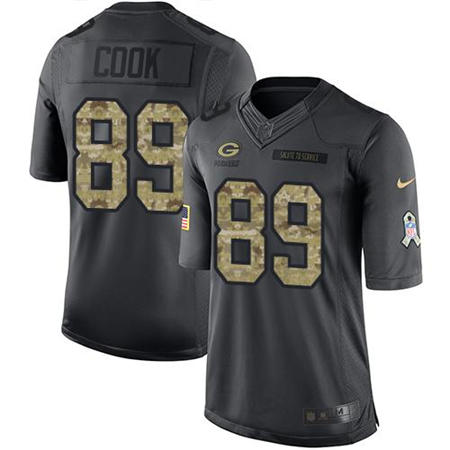 Men Green Bay Packers 89 Jared Cook  Anthracite 2016 Salute to Service Jersey