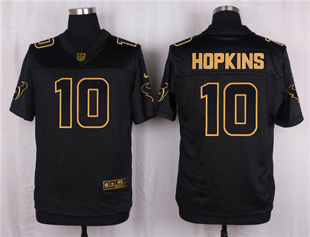Men Houston Texans 10 DeAndre Hopkins Black Pro Line Gold Collection Elite Stitched NFL Jersey