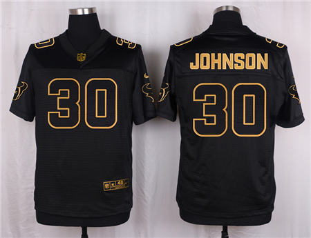 Men Houston Texans 30 Kevin Johnson Black Pro Line Gold Collection Elite Stitched NFL Jersey