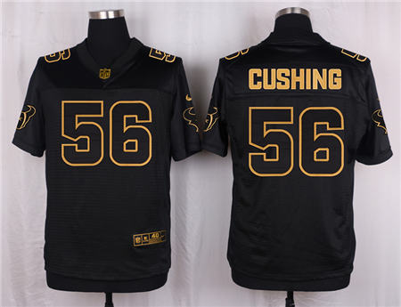 Men Houston Texans 56 Brian Cushing Black Pro Line Gold Collection Elite Stitched NFL Jersey