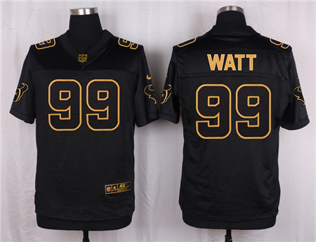 Men Houston Texans 99 J J Watt Black Pro Line Gold Collection Elite Stitched NFL Jersey