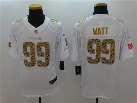 Men Houston Texans 99 J J Watt  Limited White Salute to Service Stitched NFL Jersey