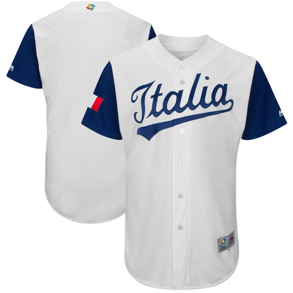 Men Italy Baseball Blank Majestic White 2017 World Baseball Classic Authentic Team Jersey