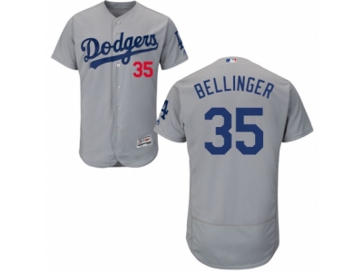 Men Los Angeles Dodgers #35 Cody Bellinger Gray Alternate Road Flex Base Jersey