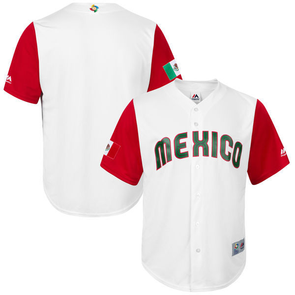 Men Mexico Baseball Blank Majestic White 2017 World Baseball Classic Authentic Team Jersey