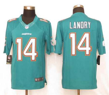 Men Miami Dolphins 14 Jarvis Landry Limited Aqua Green Team Color NFL Jersey
