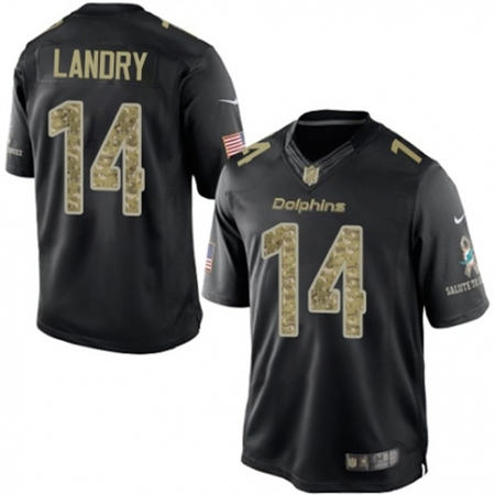 Men Miami Dolphins 14 Jarvis Landry Limited Black Salute to Service NFL Jersey