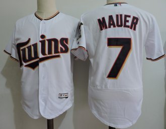 Men Minnesota Twins 7 Joe Mauer Majestic Alternate White Flex Base Authentic Collection Player Jersey