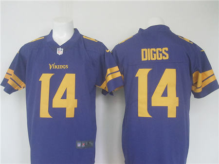 Men Minnesota Vikings 14 Stefon Diggs Purple Color Rush Limited Stitched NFL Jersey