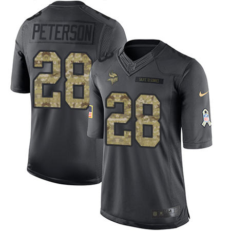 Men Minnesota Vikings 28 Adrian Peterson  Anthracite 2016 Salute to Service Jersey