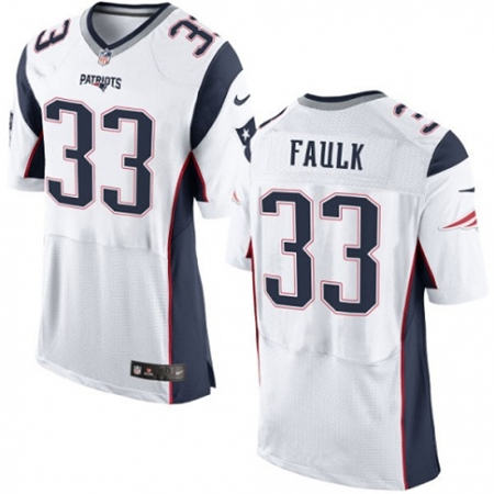 Men New England Patriots 33 Kevin Faulk  Elite White Stitched NFL Jersey