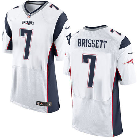 Men New England Patriots 7 Jacoby Brissett  Elite White Stitched NFL Jersey