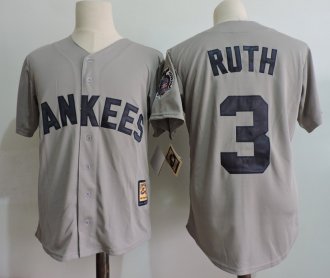 Men New York Yankees Mickey Mantle Gray Throwback with 75th patch Cool base Jersey