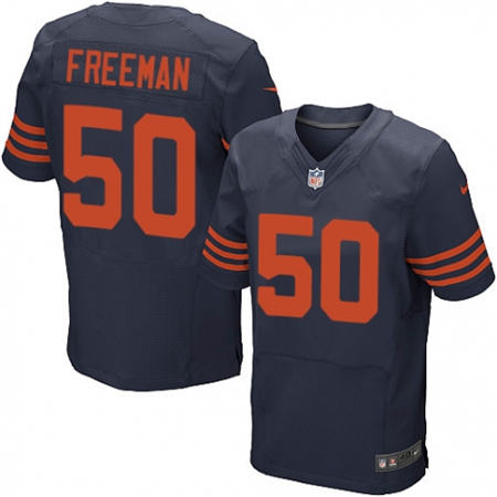 Men  Chicago Bears 50 Jerrell Freeman Elite Navy Blue 1940s Throwback Alternate NFL Jersey