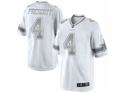 Men  Dallas Cowboys 4 Dak Prescott Limited White Platinum NFL Jersey