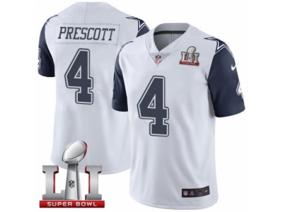 Men  Dallas Cowboys 4 Dak Prescott Limited White Rush Super Bowl LI NFL Jersey