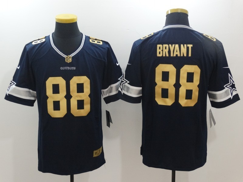 Men  Dallas Cowboys 88 Dez Bryant Elite Navy Gold Team Color NFL Jersey