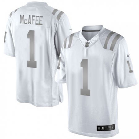 Men  Indianapolis Colts 1 Pat McAfee White Platinum Limited Stitched NFL Jersey