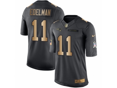 Men  New England Patriots 11 Julian Edelman Limited Black Gold Salute to Service NFL Jersey