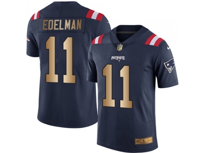 Men  New England Patriots 11 Julian Edelman Navy Blue Men Stitched NFL Limited Gold Rush Jersey