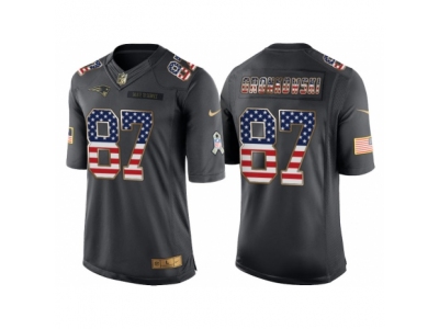 Men  New England Patriots 87 Rob Gronkowski Anthracite Salute to Service USA Flag Fashion Jersey
